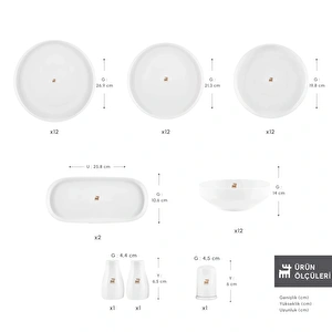 Karaca Stream Bone Sirius Gold Logo 53 Parça 12 Kişilik Yemek Takımı