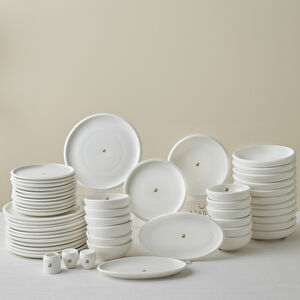 Karaca Stream Bone Neptun Gold Logo 53 Parça 12 Kişilik Yemek Takımı