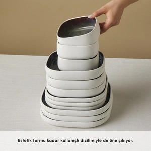 Karaca Earth Collection Kare Galactic Matte White 55 Parça 12 Kişilik Yemek Takımı görseli 9