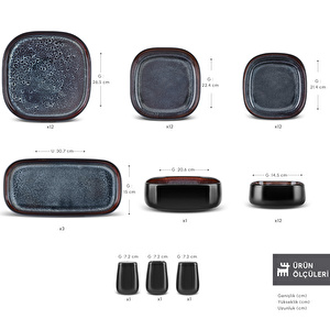Karaca Earth Collection Galactic Shiny Black 55 Parça 12 Kişilik Yemek Takımı