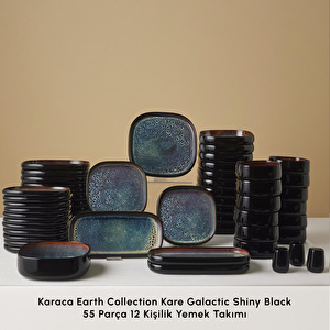Karaca Earth Collection Galactic Shiny Black 55 Parça 12 Kişilik Yemek Takımı
