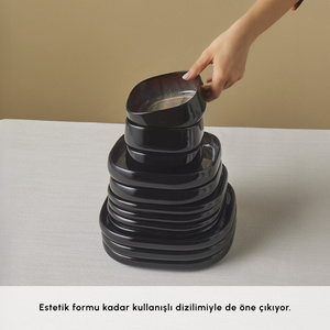 Karaca Earth Collection Galactic Shiny Black 55 Parça 12 Kişilik Yemek Takımı görseli 10