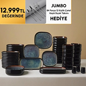 Karaca Earth Collection Galactic Shiny Black 55 Parça 12 Kişilik Yemek Takımı
