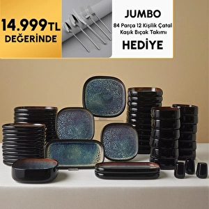 Karaca Earth Collection Galactic Shiny Black 55 Parça 12 Kişilik Yemek Takımı