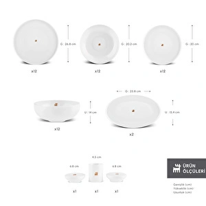 Karaca Stream Bone Merope Gold Logo 53 Parça 12 Kişilik Yemek Takımı