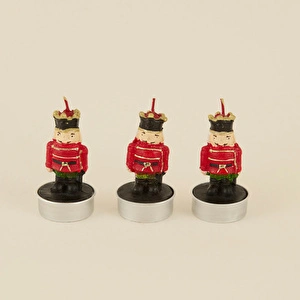 Karaca Home New Year Yılbaşı Nutcracker 3'lü Tealight Mum 11,5x5x7 cm