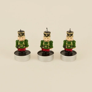 Karaca Home New Year Yılbaşı Nutcracker 3lü Tealight Mum Yeşil 11,5x5x7 cm görseli 2