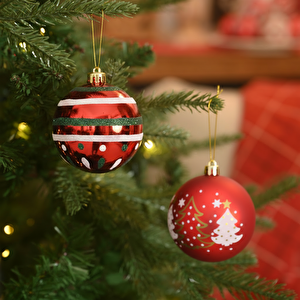 Karaca Home New Year Yılbaşı Reddish 4 Parça Ağaç Süsü Seti görseli 1