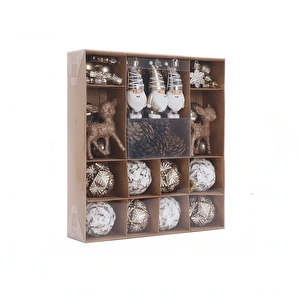 Karaca Home New Year Yılbaşı Bronze 65 Parça Ağaç Süsü Seti görseli 1