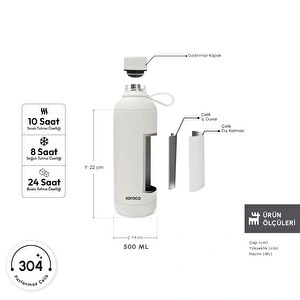Karaca Aly Soft Touch Çelik Sızdırmaz Termos 500 ml Beyaz görseli 2