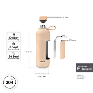 Karaca Aly Soft Touch Çelik Sızdırmaz Termos 500 ml Somon görseli 2