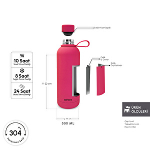 Karaca Aly Soft Touch Çelik Sızdırmaz Termos 500 ml Pembe görseli 2