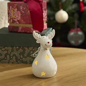 Karaca Home New Year Yılbaşı Yıldız Yansımalı Ledli Geyik Dekoratif Obe 7x7x13 cm görseli 1