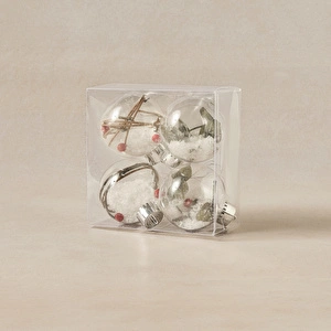 Karaca Home New Year Yılbaşı Flower 4lü Set Top Ağaç Süsü 8 cm görseli 3