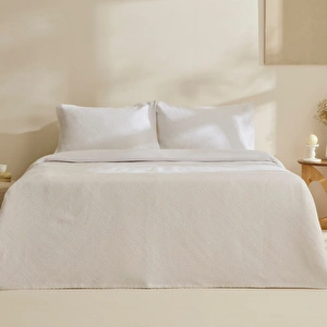 Karaca Home Adelia Fistolu Çift Kişilik Yatak Örtüsü Takımı Beyaz görseli 7