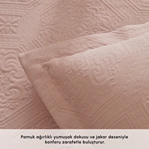 Karaca Home Oriana Çift Kişilik Yatak Örtüsü Takımı Pudra görseli 5