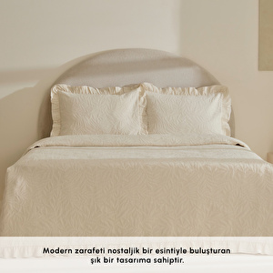 Karaca Home Branley Fırfırlı Çift Kişilik Yatak Örtüsü Takımı Natural