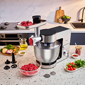 Karaca Multichef Ultra Inox Kıyma Çekme/Sucuk-Sosis/İçli Köfte Aparatlı Hamur Yoğurma Makinesi 2000W 8L