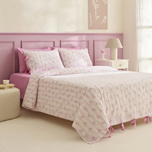 Karaca Home Ribelle %100 Pamuk Tek Kişilik Nevresim Takımı Pembe görseli 7