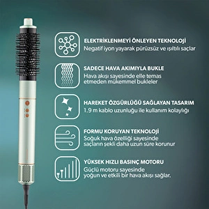 Homend Hairmony 4606h Plus Saç Kurutma ve Şekillendirme Seti Su Yeşili görseli 10