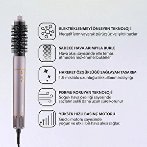 Homend Hairmony 4606h Plus Saç Kurutma ve Şekillendirme Seti Mor görseli 5