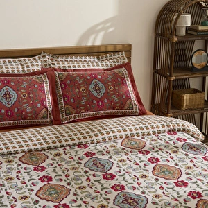 Karaca Home Pueblo %100 Pamuk Çift Kişilik Nevresim Takımı Kiremit görseli 5