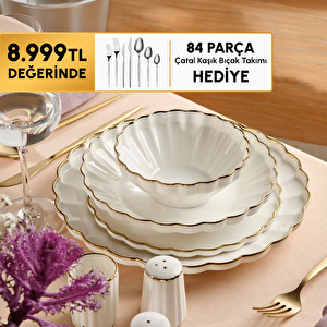 Karaca Stream Bone Oyster 53 Parça 12 Kişilik Yemek Takımı