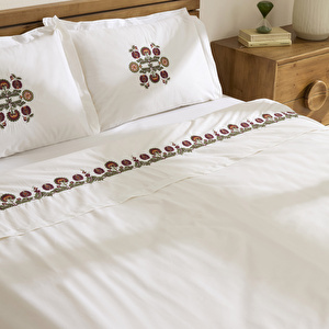 Karaca Home Nubea Nakışlı Çift Kişilik Nevresim Takımı Beyaz görseli 4