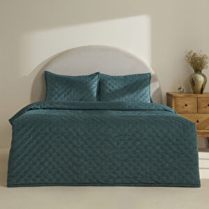 Karaca Home Granel Çift Kişilik Kadife Yatak Örtüsü Petrol