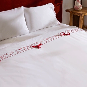 Karaca Home Calia %100 Pamuk Nakışlı Çift Kişilik Nevresim Takımı Beyaz görseli 6