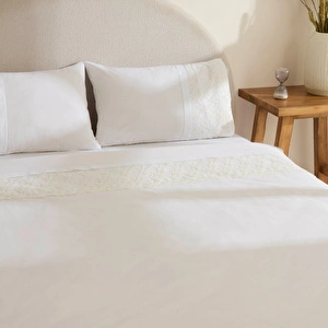 Karaca Home Elaria Dantelli Çift Kişilik Nevresim Takımı Beyaz görseli 4
