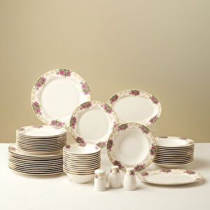 Karaca Forever Bone Gülizar 53 Parça 12 Kişilik Yemek Takımı