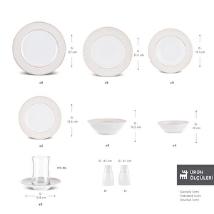 Karaca Elegance Bone Alessa 60 Parça 8 Kişilik Yemek Takımı ve Kahvaltı Seti