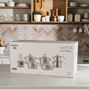 Karaca Vapor İndüksiyon Tabanlı 15 Parça Çelik Süzgeç Kapaklı Tencere Çaydanlık ve Cezve Seti görseli 8