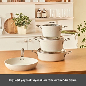 Karaca Biogranit White Stone 7 Parça Tencere Seti görseli 5