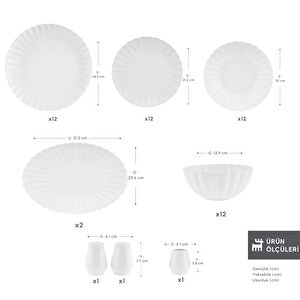 Karaca Stream Bone Umbrella 53 Parça 12 Kişilik Yemek Takımı Beyaz