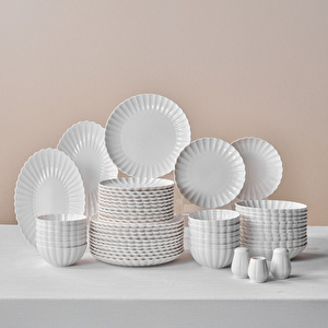 Karaca Stream Bone Umbrella 53 Parça 12 Kişilik Yemek Takımı Beyaz