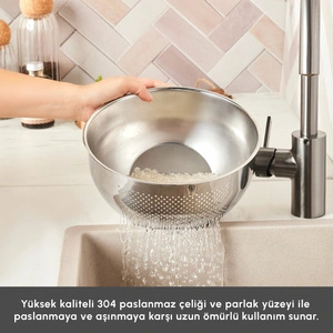Karaca Mutfaksever Flow Çelik Süzgeçli Yıkama Kabı 24 cm görseli 4