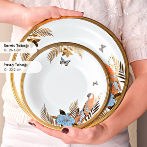 Karaca Royal Bone Golden Palms 55 Parça 12 Kişilik Yemek Takımı görseli 5