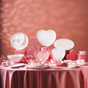 Karaca Pink Love Çay Fincanı ve Tabağı Beyaz görseli 4
