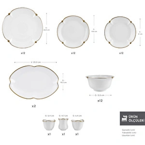 Karaca Stream Bone Gold Dot 53 Parça 12 Kişilik Yemek Takımı