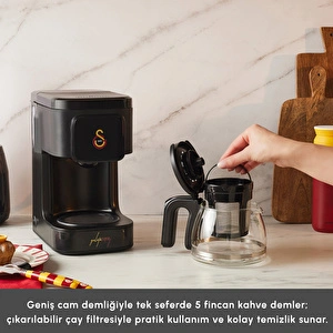 Karaca x Galatasaray Lisanslı Just Coffee Aroma 2 in 1 Filtre Kahve ve Çay Demleme Makinesi görseli 4