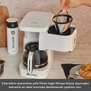 Karaca x Beşiktaş Lisanslı Just Coffee Aroma 2 in 1 Filtre Kahve ve Çay Demleme Makinesi görseli 7