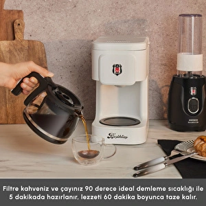 Karaca x Beşiktaş Lisanslı Just Coffee Aroma 2 in 1 Filtre Kahve ve Çay Demleme Makinesi görseli 5