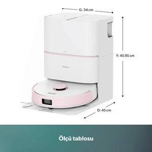 Homend Alex 30 Otomatik Boşaltım Sistemli Moplu 20.000 Pa Robot Süpürge Pembe-Beyaz görseli 7