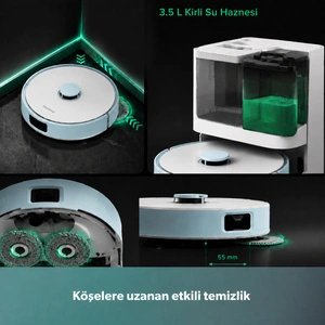 Homend Alex 30 Otomatik Boşaltım Sistemli Moplu 20.000 Pa Robot Süpürge Mavi-Beyaz görseli 3