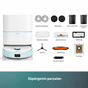 Homend Alex 30 Otomatik Boşaltım Sistemli Moplu 20.000 Pa Robot Süpürge Mavi-Beyaz görseli 6