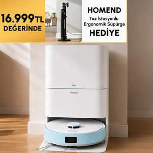 Homend Alex 30 Otomatik Boşaltım Sistemli Moplu 20.000 Pa Robot Süpürge Mavi-Beyaz