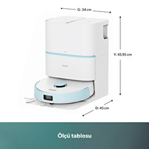 Homend Alex 30 Otomatik Boşaltım Sistemli Moplu 20.000 Pa Robot Süpürge Mavi-Beyaz görseli 7