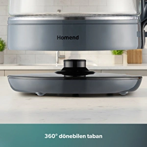 Homend Infinity XL 1764H Cam Çay Makinesi Antrasit Siyah görseli 7